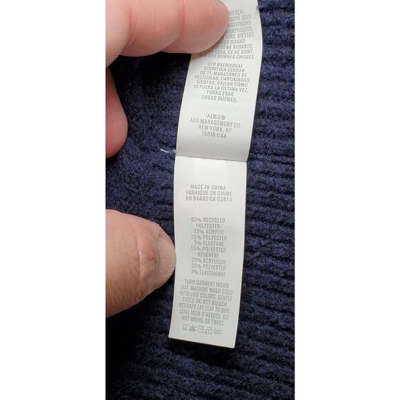 Aerie Sweater Womens Sz S Blue Knit Crew Neck Long Sleeve Oversized Ladies C18 - Picture 5 of 8